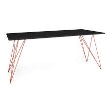 Mesa de Jantar Retangular Trama Preta e Cobre 140 cm