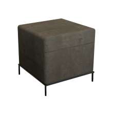 Puff Sevilha Suede Marrom e Preto