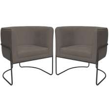 Kit 02 Poltronas Decorativas Betina Base Aço Preto Bouclé Marrom - Nexta Casa