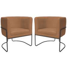 Kit 02 Poltronas Decorativas Betina Base Aço Preto Bouclé Terracota - Nexta Casa