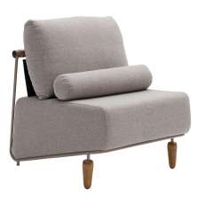 Poltrona Decorativa Aurea Base Aço Champagne Linho Cinza Mesclado - Nexta Casa