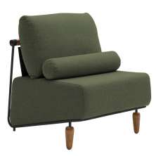 Poltrona Decorativa Aurea Base Aço Preto Linho Verde - Nexta Casa
