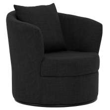Poltrona Decorativa Base Aço Fixa Preto Lume Linho Preto Mesclado - Nexta Casa