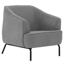 Poltrona Decorativa Base Aço Preto Germany Bouclé Cinza Claro - Nexta Casa