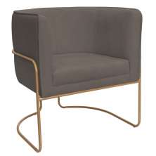 Poltrona Decorativa Betina Base Aço Ouro Fosco Bouclé Marrom - Nexta Casa