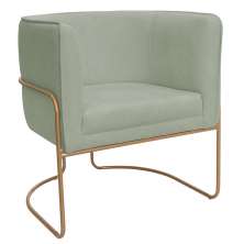 Poltrona Decorativa Betina Base Aço Ouro Fosco Bouclé Verde Claro - Nexta Casa