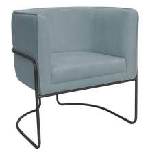 Poltrona Decorativa Betina Base Aço Preto Bouclé Azul Claro - Nexta Casa