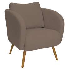 Poltrona Decorativa Dana Pés Palito Madeira Castanho Bouclé Marrom - Nexta Casa