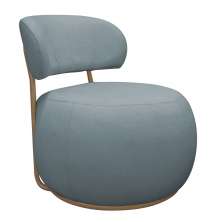 Poltrona Decorativa Greta Base Giratória Ouro Fosco Bouclé Azul Claro - Nexta Casa