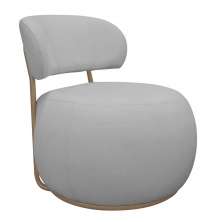 Poltrona Decorativa Greta Base Giratória Ouro Fosco Bouclé Cinza Claro - Nexta Casa