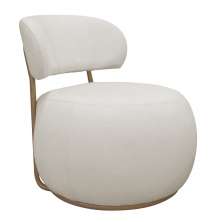 Poltrona Decorativa Greta Base Giratória Ouro Fosco Bouclé Off White - Nexta Casa