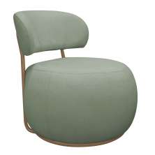 Poltrona Decorativa Greta Base Giratória Ouro Fosco Bouclé Verde Claro - Nexta Casa