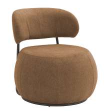 Poltrona Decorativa Greta Base Giratória Titânio Linho Bouclé Terracota - Nexta Casa