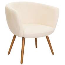 Poltrona Decorativa Isis Pés Palito Castanho Bouclê Off White - Nexta Casa