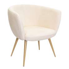 Poltrona Decorativa Isis Pés Palito Ouro Fosco Bouclé Off White - Nexta Casa