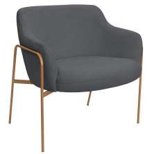 Poltrona Decorativa Jade Base Aço Ouro Fosco Bouclé Grafite - Nexta Casa