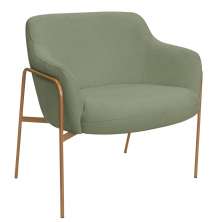Poltrona Decorativa Jade Base Aço Ouro Fosco Bouclé Verde Claro - Nexta Casa