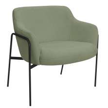 Poltrona Decorativa Jade Base Aço Preto Bouclé Verde Claro - Nexta Casa