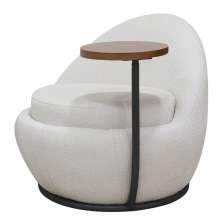 Poltrona Kaira Mesa Lateral Esquerda Base Fixa Preto Bouclé Creep Off White - Nexta Casa