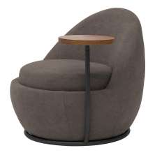 Poltrona Orgânica Kaira com Mesa Lateral Esquerda Base Fixa Preto Bouclé Marrom - Nexta Casa