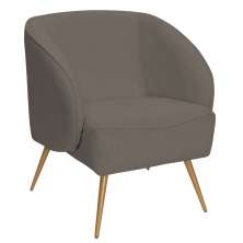 Poltrona Para Sala de Estar Agnes Pés Aço Ouro Fosco Bouclé Marrom - Nexta Casa