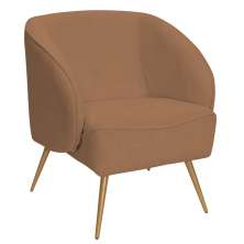 Poltrona Para Sala de Estar Agnes Pés Aço Ouro Fosco Bouclé Terracota - Nexta Casa