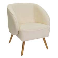 Poltrona Para Sala de Estar Agnes Pés Palito Castanho Bouclé Off White - Nexta Casa