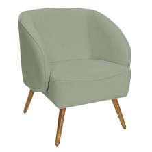 Poltrona Para Sala de Estar Agnes Pés Palito Castanho Bouclé Verde Claro - Nexta Casa
