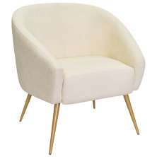 Poltrona Sala de Estar Mona Pés Aço Ouro Fosco Bouclé Off White - Nexta Casa