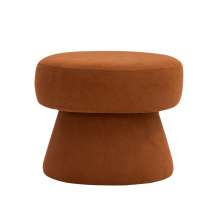 Puff Decorativo Redondo Liz Sala de Estar Linho Terracota - Nexta Casa