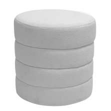 Puff Decorativo Redondo Mid Bouclé Cinza Claro - Nexta Casa