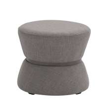 Puff Decorativo Redondo Zoy 45cm Cinto em Aço Titânio Linho Cinza - Nexta Casa