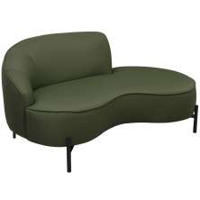 Sofá Curvo 02 Lugares 150cm Braço Direito Thommy Pés Preto Fosco Linho Verde - Nexta Casa