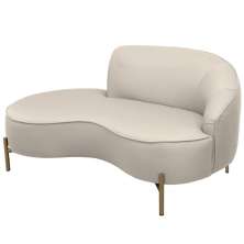 Sofá Curvo 02 Lugares 150cm Braço Esquerdo Thommy Pés Ouro Fosco Linho Off White - Nexta Casa