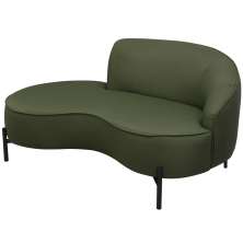 Sofá Curvo 02 Lugares 150cm Braço Esquerdo Thommy Pés Preto Fosco Linho Verde - Nexta Casa