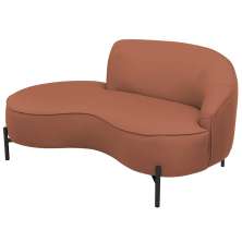 Sofá Curvo 03 Lugares 180cm Braço Esquerdo Thommy Pés Preto Fosco Linho Coral - Nexta Casa