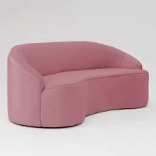 Sofá Curvo Montserrat 210cm 03 Lugares Veludo Rosa - Nexta Casa