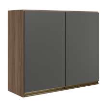 Armario Aereo 2 Portas MDF 80 cm Kali 12211 Carvalho Toq Chumbo Nicioli