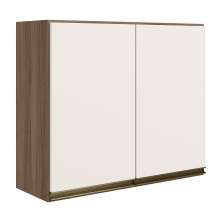 Armario Aereo 2 Portas MDF 80 cm Kali 12211 Carvalho Toq Off White Cetim Nicioli