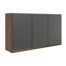 Armario Aereo 3 Portas MDF 120 cm Kali 12197 Carvalho Toq Chumbo Nicioli