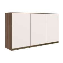 Armario Aereo 3 Portas MDF 120 cm Kali 12197 Carvalho Toq Off White Cetim Nicioli