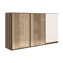 Armario Aereo 3P Vid MDF 120cm Kali 1219764 Carvalho Toq Off White Cetim Nicioli