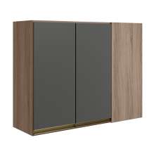 Armario Canto Reto 2P MDF 89cm Kali 12213 Carvalho Toq Chumbo Nicioli