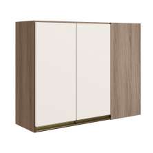 Armario Canto Reto 2P MDF 89cm Kali 12213 Carvalho Toq Off White Cetim Nicioli
