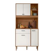 Armario de Cozinha Erva Doce 90 cm 6 Portas e 1 Gaveta Ipe/Off White