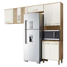 Armario de Cozinha Fit com 8 Portas 261 cm Freijo/Off White