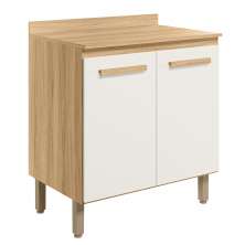 Balcao 02 Portas 80cm Com Tampo 16986 Freijo Off White Cristal Nicioli