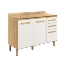 Balcao 03 PT 120cm Com Tampo 16988 Freijo Off White Cristal Nicioli