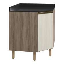 Balcao Canto Obliquo Tampo MDF Kali 12222 Carvalho Toq Bianco Toq Nicioli