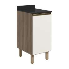 Balcao Com Tampo 1P 40 cm MDF Kali 12218 Carvalho Toq Off White Cetim Nicioli